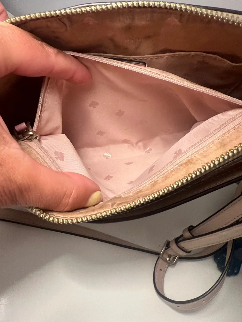 kate spade Pebbled Leather Crossbody in Light Blush
